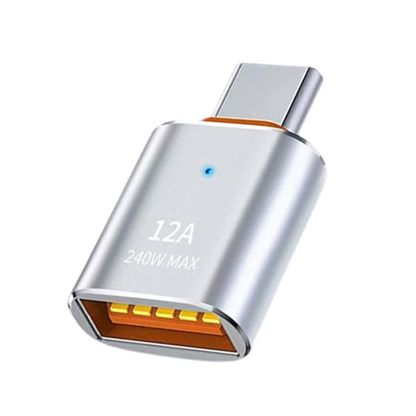 Type C til USB 2.0 Han Hun Adapter til Hurtig Dataoverførsel og Opladning Silver