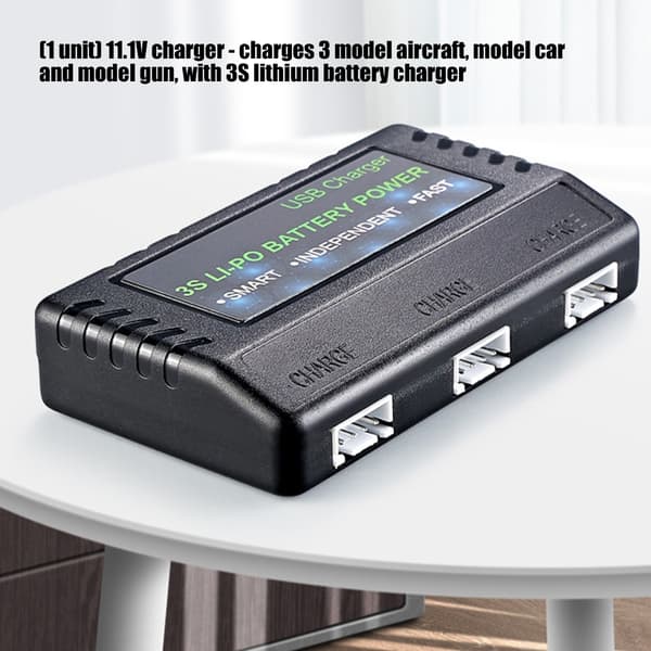 Triple Output 11.1V Oplader Til Fjernstyrede Droner Bil Understøtter 3 Pladser