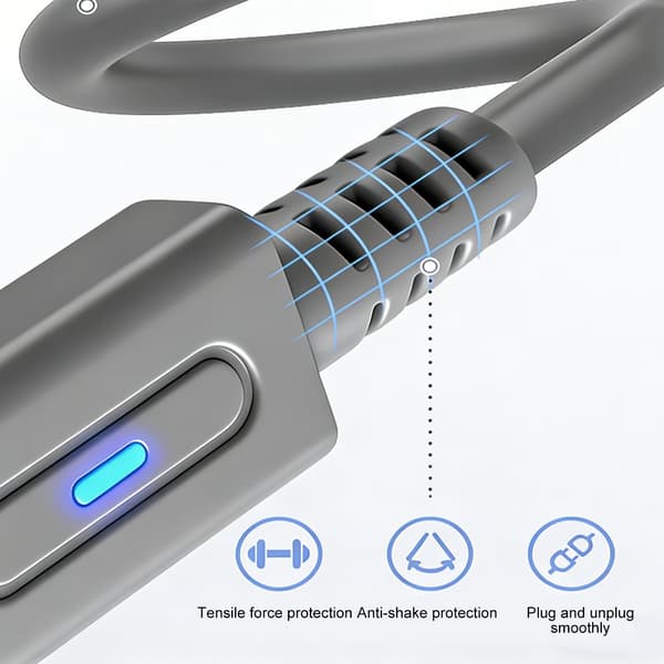Hurtigopladende Type C hun til WiiU strømkabel 12 cm med LED strømstatus