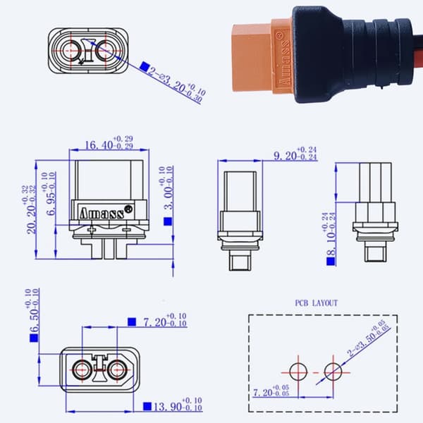 Hurtigtilsluttende XT60i til SAE-terminalkabel i plasttekstur, strømkabel perfekt til bærbare enheder og elektronik 3m