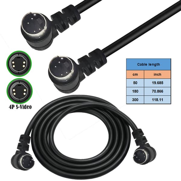 Mini Din 4 Pin Han til Han S-Video Kabel Stikledning til Videokameraer Bærbare Computere 0.5m - Double bend
