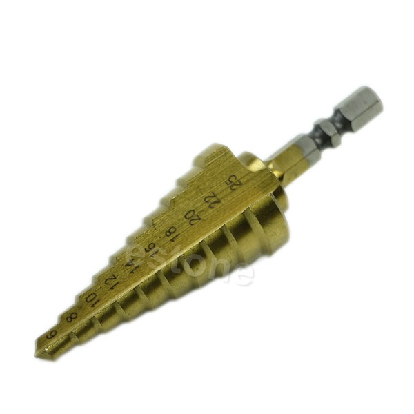 6mm till 25mm Stegs HSS Hålfräs Stegkonisk Borrbit Hexskaft 1/4\" Ny