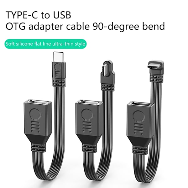 USB C til USB 2.0 Adapter USB Adapter OTG Kabel USB C Han til USB Hun OTG 5cm Bend up down bare