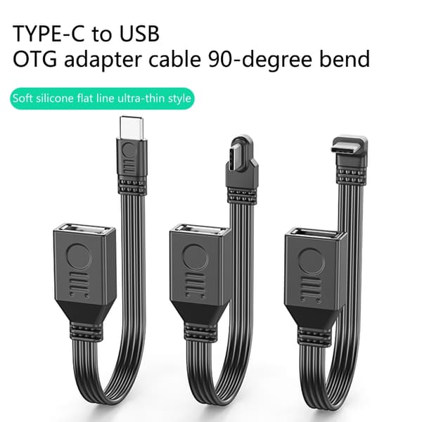 USB C - USB 2.0 -sovitin USB-sovitin OTG-kaapeli USB C -uros - USB-naaras OTG 5cm Bend up down bare
