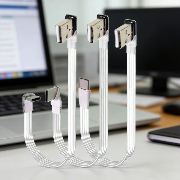Fladt TPE USB 2.0 til Type C data-synkroniseringskabel med 90 graders vinklet stik 0.3m - AMLE CMUP