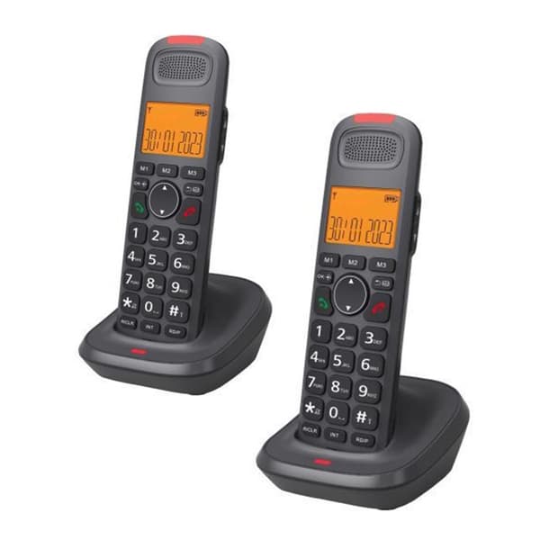 DECT trådløs telefon utvidbar med 2 håndsett for flere rom US regulations