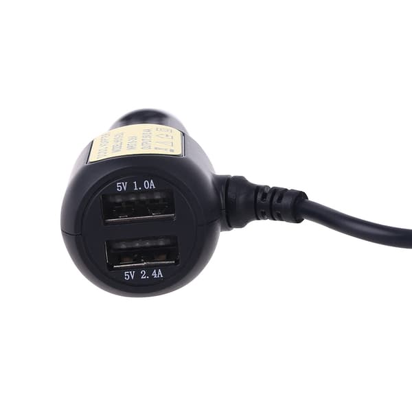 Dubbla Mini USB-portar Dash Cam Bil Cigarettadapter Tändarkabel Laddare för DVR MR