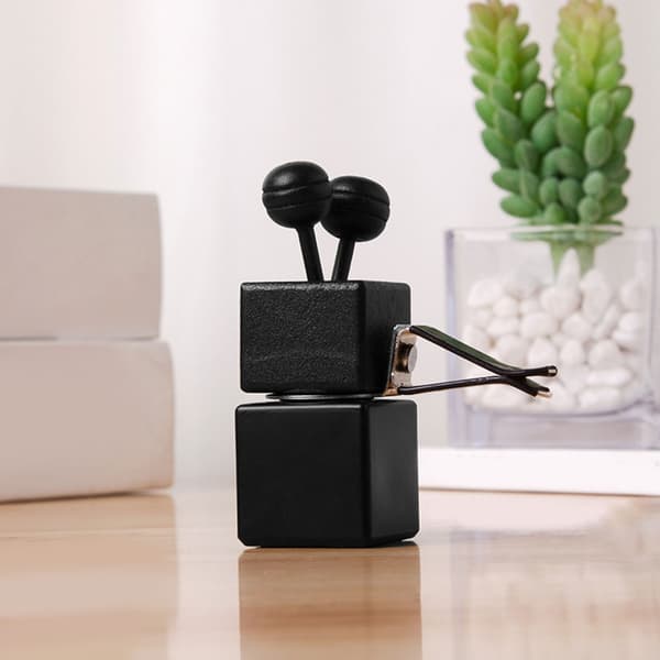 Stilig Firkantet Bil Luftventil Parfymeflaske Glassbeholder Ideell for Eterisk Olje Diffuser Bildufter Black