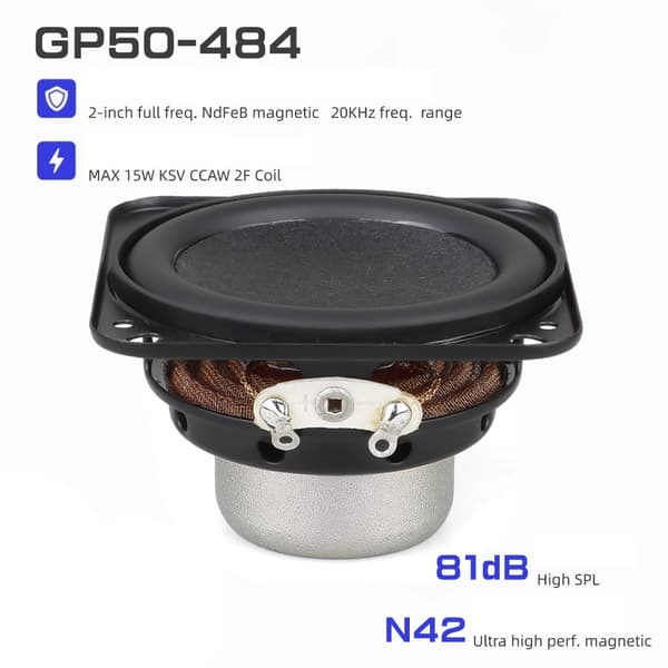 2 tommer 4Ohm 10W NdFeB magneter højttaler til Bluetooth-kompatibelt bærbart gør-det-selv lydsystem 1 pack
