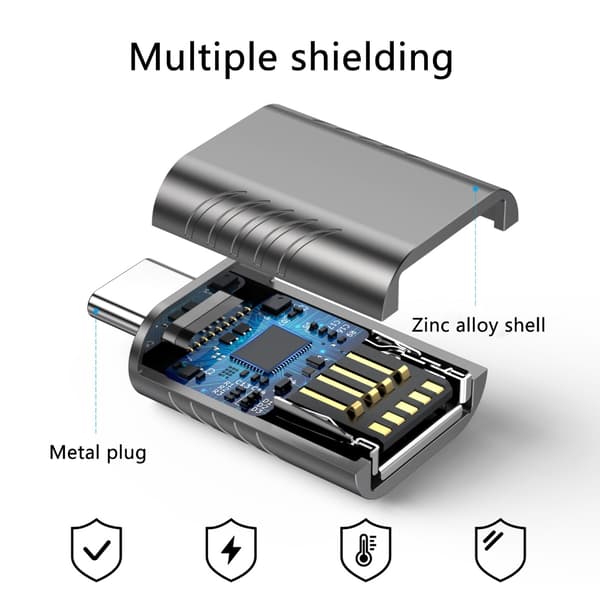 2 stk. USB C til USB-adapter til telefon OTG-adapter til rejser og daglig brug Space gray USB up