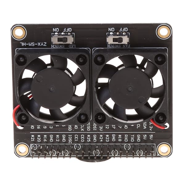 Dubbla fläktar för 4B kylflänssats GPIO expansionskort DC5V 0.2A med LED-modul för 4B/3B+/3B/3A