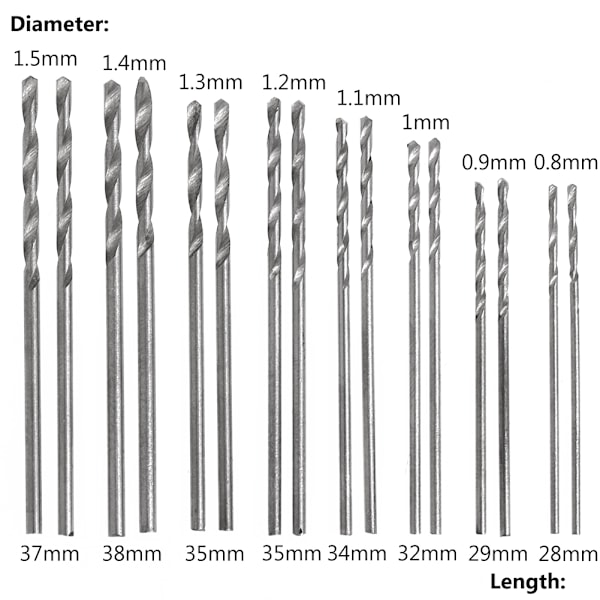 16-delat HSS-borrset i vitt stål, 0,8-1,5 mm, för elektriska slipmaskiner