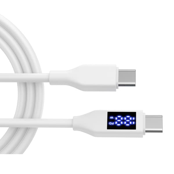 Hurtigopladning 60W USB C til USB C-kabel Silikone Datakabel Lang tids brug White
