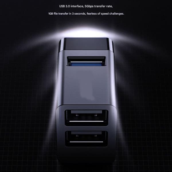 USB3.0 Hub USB2.0 Splitter Snabb Dataöverföring 3 Portars USB för Bärbar Dator Black