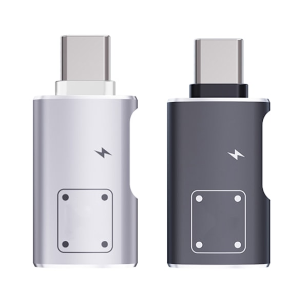 USB C & USB till USB A Adapter med 15W Laddningsport USB A Typ C Hona till USB C Hane OTG Adapter Dataöverföringsadapter Silver