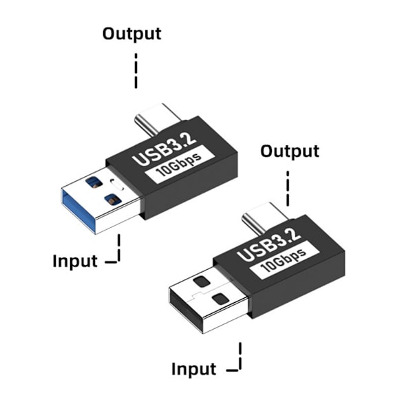 USB C til USB3.1 Adapter Konverter Dataoverføring 60WQC Ladekontakt null - Side bend front blue