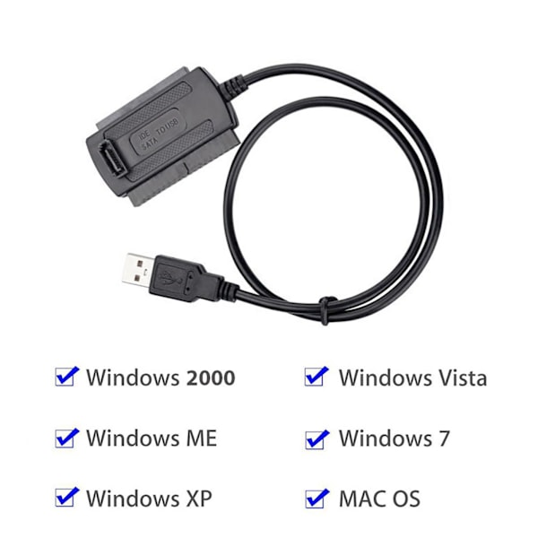 Uppgraderad hårddisk IDE Sata till USB2.0 Adapterkonverteringskabel Datornätverksanslutningsenhet