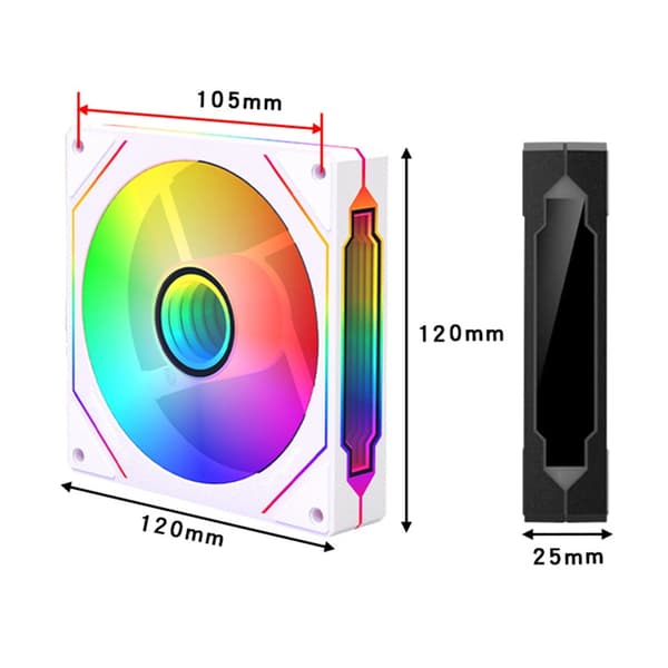 ARGB LED 120mm 5V 3Pin PC-fläkt med Infinity Mirror-effekt, tyst högt luftflöde för CPU-kylare och chassi Black - Reverse