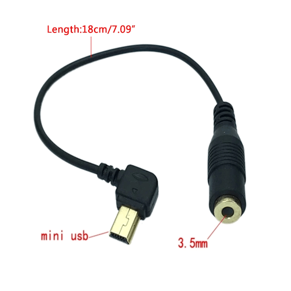 Uppgradera Stereo Audiokabel Mini USB till 3,5 mm Mikrofonadapter för Hero 4