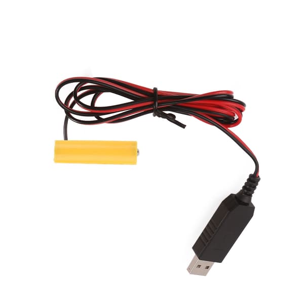 USB 5V - 1,5 V virtalähde AA-pariston korvaaja LED-valolle, lampulle, kellolle, lelulle null - 2m