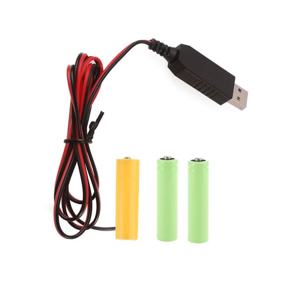 1 sæt USB 5V til 4,5V 2A dummy batteri strømkabel erstatning for 3x 1,5V LR6 2A 2m