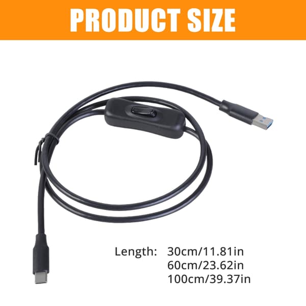 USB3.0 till USB C Förlängningskabel med Strömbrytare 5Gbps Dataöverföring 0.3m