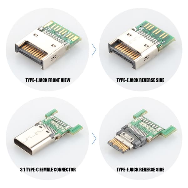 Metall USB E hann til USB C hunn panelmonteringskabel 10 Gbps lading for datamaskin