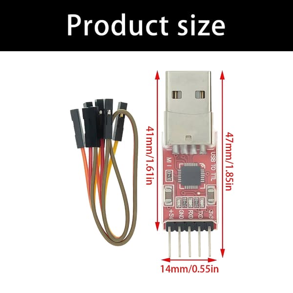 CP2102 USB 2.0 til TTL seriell omformeradaptermodul for mikrokontroller med kabler