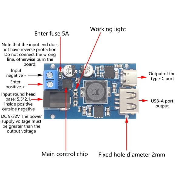 12V til 5V Step Down-omformere Strømadapter for hurtiglading av enheter USB-port