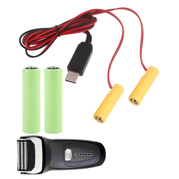 2-i-1 USB-strömadapter 3V AA-batteriadapterkabel Ersätter 2x 1,5V AA LR6