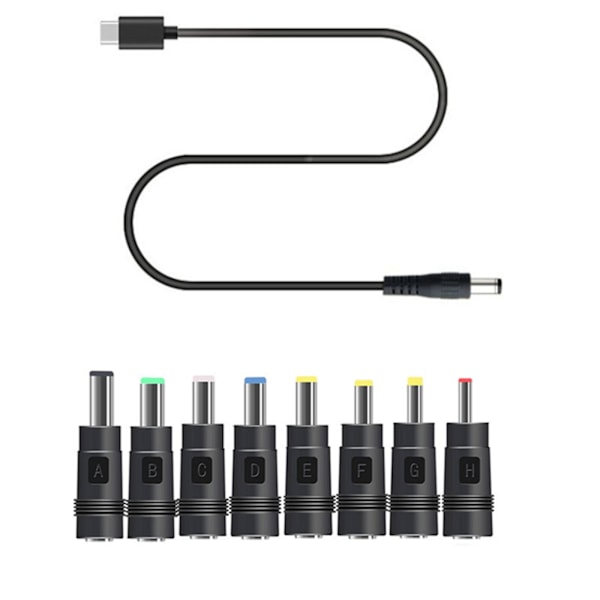 65W USB C PD Laddare 8-i-1 USB C PD till 12V 3.5/4.0/4.8/5.5mm Strömförsörjningskabel för LED-remsa Router
