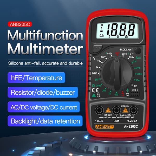 ANENG-AC/DC Amperemeter Volt Ohm Tester Meter Diode-Audion Multimeter med Termoelement Elektrisk Tester Meter 1999 Teller Blue