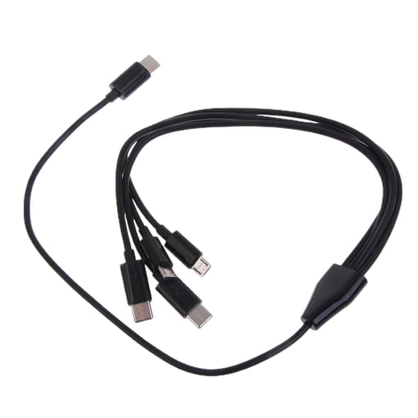 USB C - Micro USB + Type C universaali latauskaapeli puhelimille ja useille laitteille Black