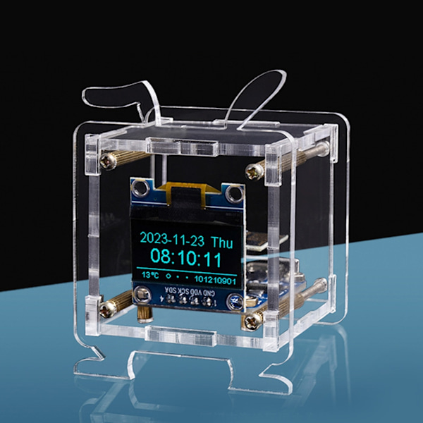 WiFi Klockmodul OLED Display DIY Tid Datum Temperatur Luftfuktighet Väderprognosindikator DC5V Klocka