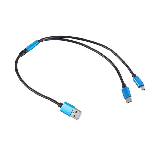 Universell 2-i-1 Multipel USB-kabel Laddningssladd med Typ C MicroUSB-port 35cm