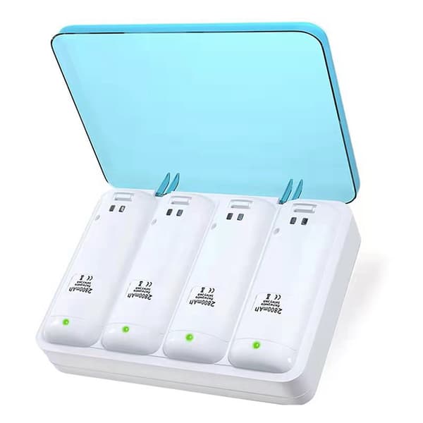 4-ports smart opladerdock til genopladelige batterier /til UCon White