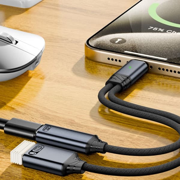 USB C OTG-kabel telefonadapter 2-i-1 Type C til USB 2.0-adapter med 100W lading White Type C Type C