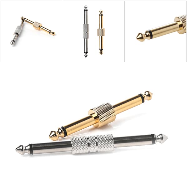1/4\" 6,35 mm MONO Jack Hane till Hane Kopplingsplugg Adapter för Gitarr Effekter Pedal Gold