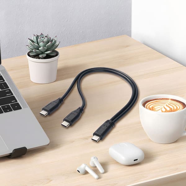 USB C-splitter til multippel ladekabel hurtigladeledning 30 cm for elektronikk