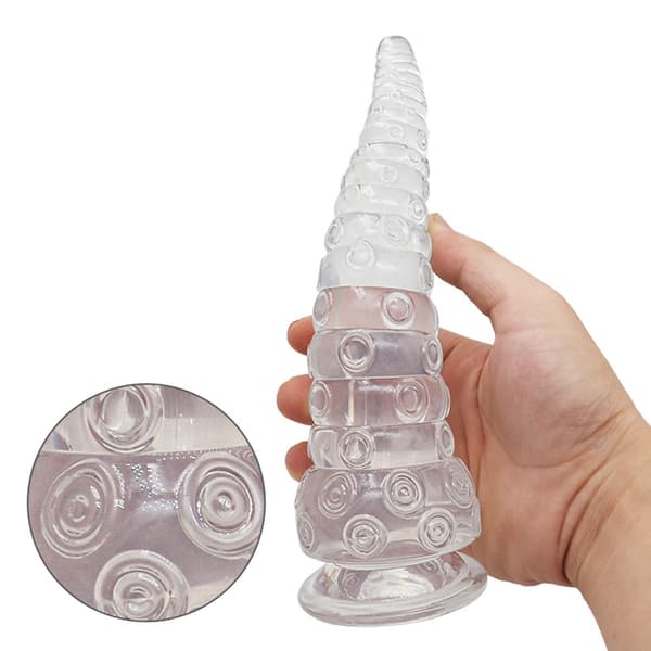 Bläckfisk Butt Plug med Stark Sugkopp G-punkt Massager Prostatastimulator Black L