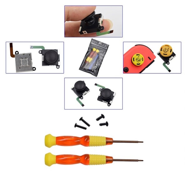 Konsolmejsel Reparationsverktygssats 3D Analog Joystick Tummepinne för Triangelpaddlar Ersättningar för Switch-kontroll