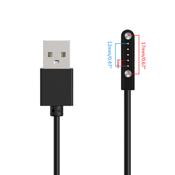 Stark Magnetisk Sugkraft Strömadapter Laddningskabel Lämplig för USB 2.0 Hane till 5 Pin Klocka Bärbar Snabbladdningskabel White