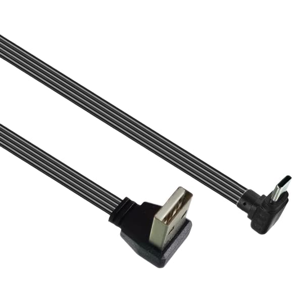 USB 2.0 Hann til USB C Datakabel Rett Hode/90 Graders Bøy Flat Kabel for Nettbrett Telefoner 480Mbps Dataoverføring 0.3m AMDO CMUP