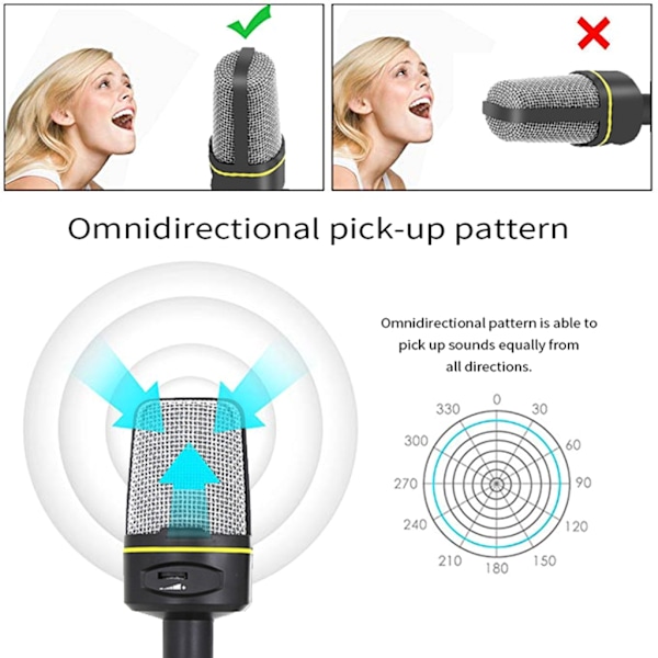 SF-920 Kardioid-omnidirektionell Kondensatormikrofon Professionell Inspelningsmikrofon