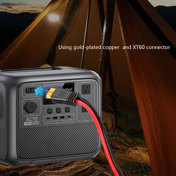 Bærbar 12AWG solcellekoblinger til XT60-adapterkabel for tilkobling til bilstrøm 60cm
