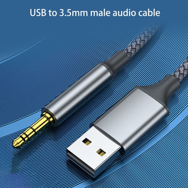 3,5 mm han AUX lydstik til USB han USB til Aux kabel USB lydkabeladapter Black