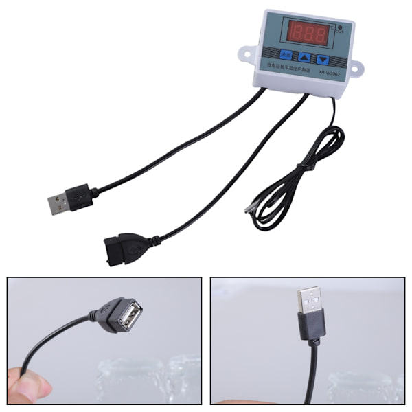 Universal USB Temperaturstyring Strømkabel USB 5V Digital Temp Controller til Ventilator og Blæsere Understøtter Op Til 50W