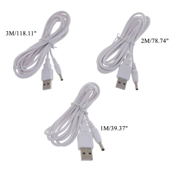 1m/2m/3m USB - 3,5 mm x 1,35 mm sovitinkaapeli tukee vain 5 V virtaa 2m