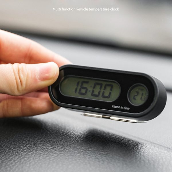 Mode- & Temperaturklocka för Bil, Digital Klocka med Termometer, Mini Instrumentbräda Klocka 12/24 Timmars Område -20-50℃