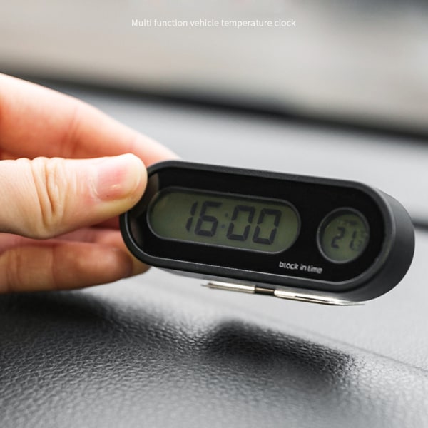 Modedesign Bilklocka Bil Digital klocka med termometer Mini fordons instrumentpanel klocka 12/24 timmars intervall -20-50℃